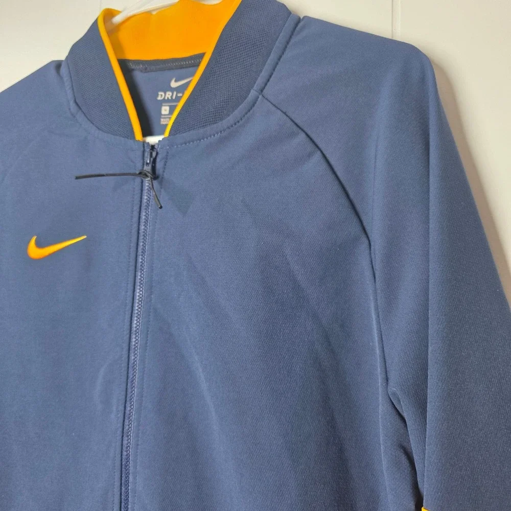 Nike Dri-FIT Full Zip Training Jacket Mens Medium Navy Blue Yellow 928010-451